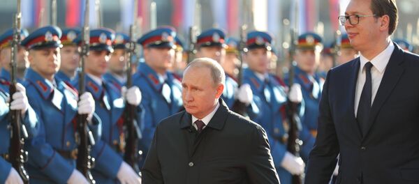 Vladimir Poutine et Aleksandar Vucic à Belgrade - Sputnik Afrique