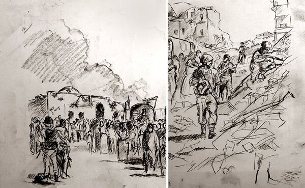 Croquis de dessins d'Augusto Ferrer-Dalmau Croquis de dessins d'Augusto Ferrer-Dalmau - Sputnik Afrique