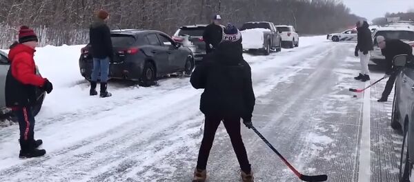 Comment passer du bon temps dans les bouchons? Des Canadiens jouent au hockey! Comment passer du bon temps dans les bouchons? Des Canadiens jouent au hockey! - Sputnik Afrique