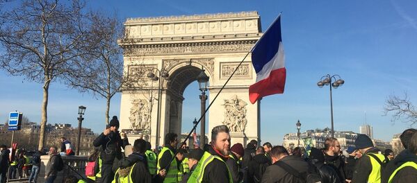 Acte 14 des Gilets jaunes, le 16 février, près de l'Arc de Triomphe - Sputnik Afrique