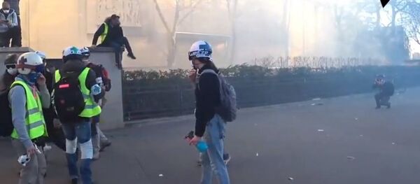 La police a fait usage de gaz lacrymogène contre les Gilets jaunes lors de l'acte 15 - Sputnik Afrique