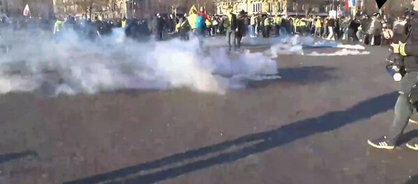 La police a fait usage de gaz lacrymogène contre les Gilets jaunes lors de l'acte 15 - Sputnik Afrique