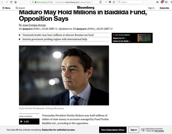 L'article de Bloomberg sur Carlos Vecchio L'article de Bloomberg sur Carlos Vecchio - Sputnik Afrique