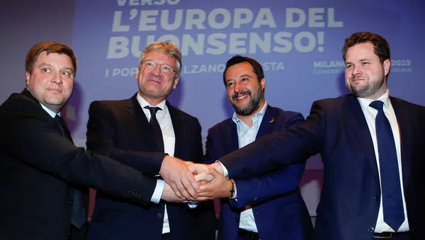 Matteo Salvini, Olli Kotro, Joerg Meuthen et Anders Vistisen - Sputnik Afrique