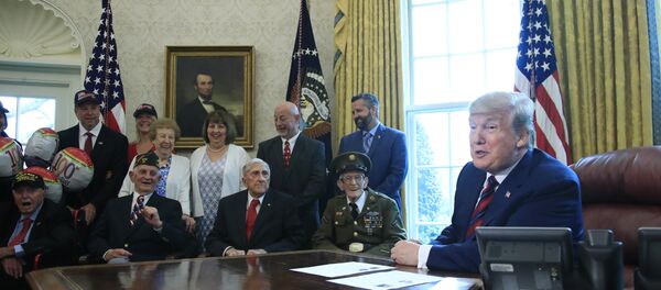 Donald Trump et des anciens combattants de la Seconde Guerre mondiale à la Maison-Blanche Donald Trump et des anciens combattants de la Seconde Guerre mondiale à la Maison-Blanche - Sputnik Afrique