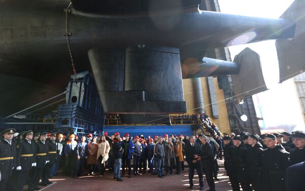 La cérémonie de mise à l’eau du sous-marin russe, le K-329 Belgorod - Sputnik Afrique