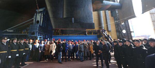 La cérémonie de mise à l’eau du sous-marin russe, le K-329 Belgorod - Sputnik Afrique