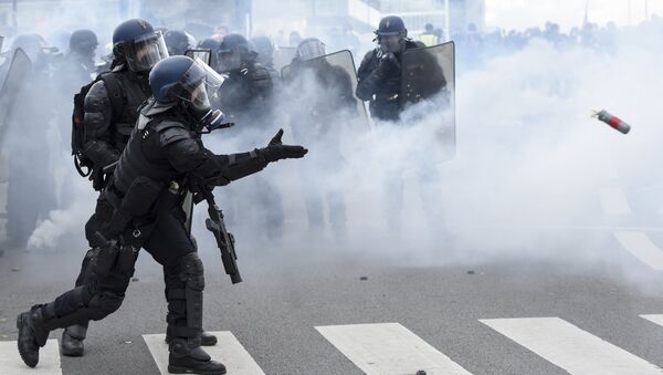 Des gendarmes lors de l'acte 26 de la mobilisation des Gilets jaunes à Nantes - Sputnik Afrique