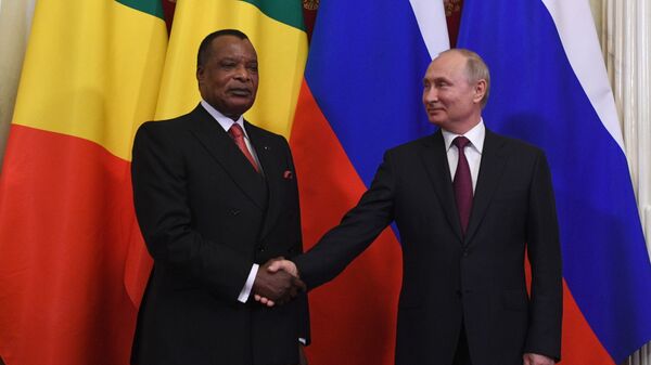 Denis Sassou-Nguesso et Vladimir Poutine à Moscou - Sputnik Afrique