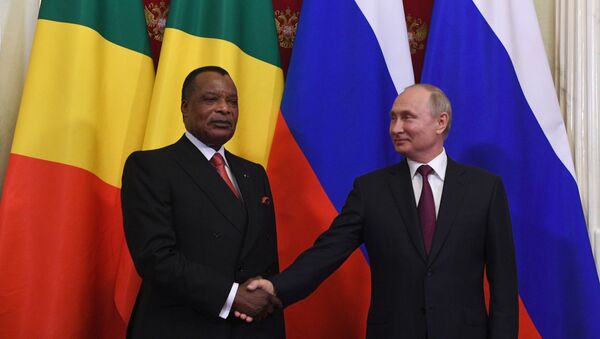Denis Sassou-Nguesso et Vladimir Poutine à Moscou - Sputnik Afrique