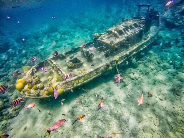 Le remorqueur Saba gisant sur un récif de corail est l’une des curiosités de Curaçao. - Sputnik Afrique