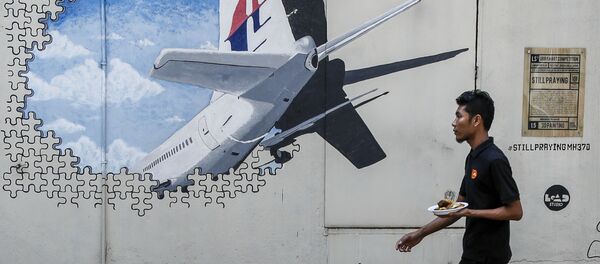 Граффити с изображением пропавшего малайзийского боинга, выполнявшего рейс MH370 - Sputnik Afrique