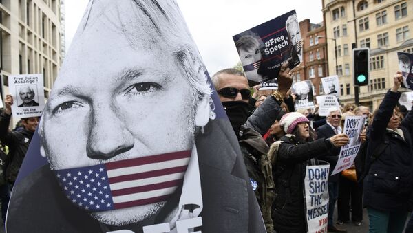 Des manifestants en soutien à Julien Assange - Sputnik Afrique