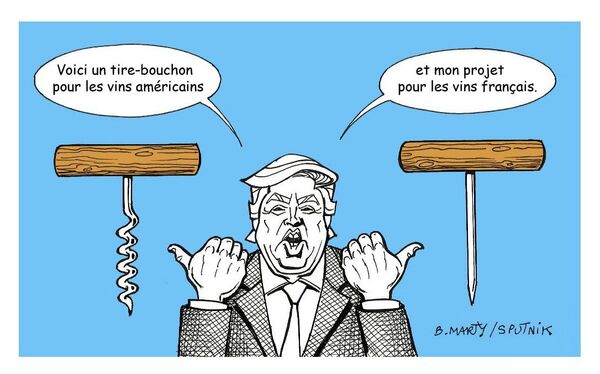 Trump dénonce la «stupidité» de Macron et menace à nouveau de taxer le vin français Trump dénonce la «stupidité» de Macron et menace à nouveau de taxer le vin français - Sputnik Afrique