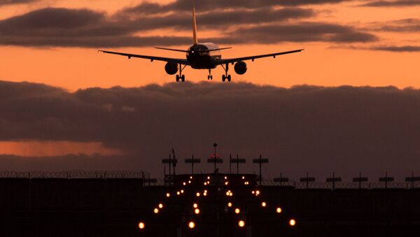 Самолет Airbus A320 авиакомпании Аэрофлот заходит на посадку в международном аэропорту Шереметьево, 2014 год - Sputnik Afrique