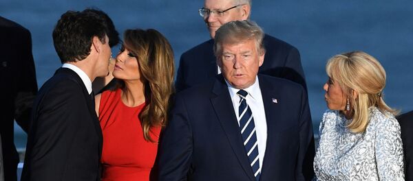 La First Lady Melania Trump et le Premier ministre canadien Justin Trudeau près de Donald Trump et Brigitte Macron - Sputnik Afrique