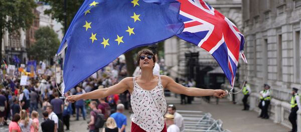 Anti-Brexit protestors demonstrate at Whitehall in London, Britain, August 31, 2019 - Sputnik Afrique