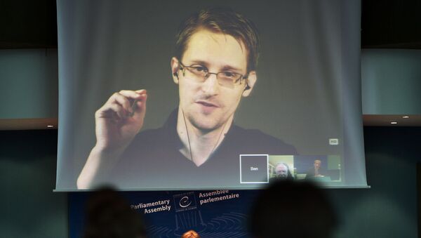 Бывший сотрудник ЦРУ Эвард Сноуден во время видеосвязи из России - Sputnik Afrique