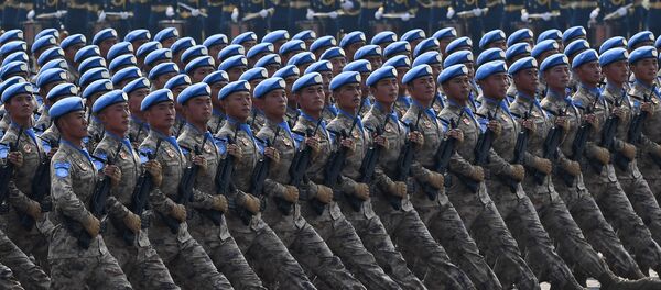 Chinese People's Liberation Army personnel participate in a military parade at Tiananmen Square in Beijing on October 1, 2019 Chinese People's Liberation Army personnel participate in a military parade at Tiananmen Square in Beijing on October 1, 2019 - Sputnik Afrique