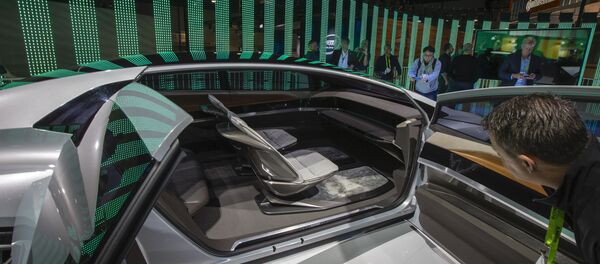L'intérieur du concept car autonome d'Audi, l'Aicon, au Las Vegas Convention Center. - Sputnik Afrique
