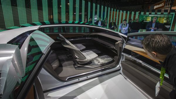 L'intérieur du concept car autonome d'Audi, l'Aicon, au Las Vegas Convention Center. - Sputnik Afrique