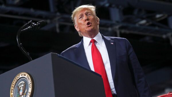 Presidente dos EUA, Donald Trump, fala durante comício de campanha em Battle Creek, Michigan, EUA, 18 de dezembro de 2019 - Sputnik Afrique