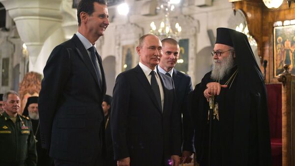 Vladimir Poutine en visite à Damas le 7 janvier 2020  - Sputnik Afrique
