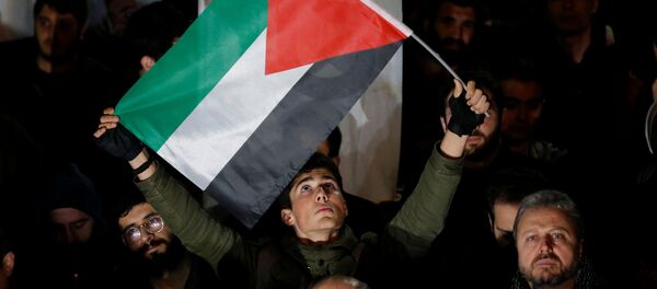 Les manifestants se rassemblent pour protester contre le plan de paix proposé par le Président américain Donald Trump au Proche-Orient, près du consulat américain à Istanbul, en Turquie, le 29 janvier 2020. - Sputnik Afrique