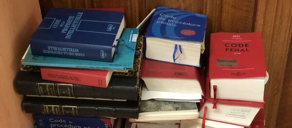 Les exemplaires des livres législatifs dans un couloir du Palais de justice - Sputnik Afrique