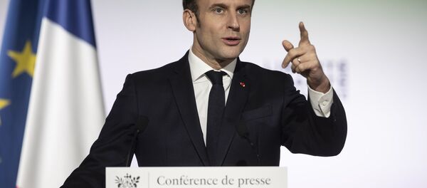 French President Emmanuel Macron, delivers a speech during a press conference a part of his visit in Mulhouse - Sputnik Afrique