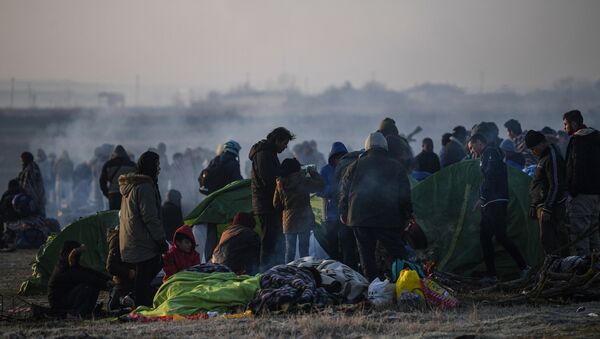 Des migrants près de la frontière entre la Turquie et la Grèce à Edirne - Sputnik Afrique