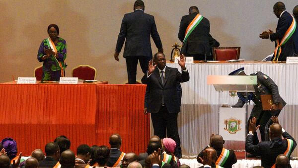 Le Président Alassane Ouattara annonce qu’il ne se présentera pas à sa succession à la présidence de Côte d’Ivoire, le 5 mars 2020. - Sputnik Afrique