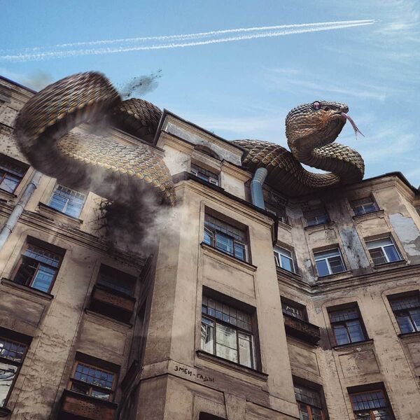 Une promenade d’un dinosaure et un policier à dos d’un ours: Saint-Pétersbourg dans l’imagination d’un artiste russe 

 - Sputnik Afrique