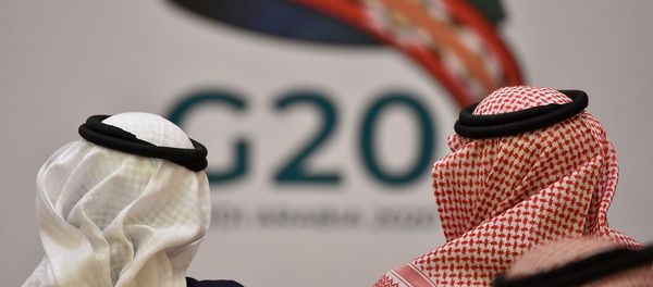 Unidentified guests attend a meeting of Finance ministers and central bank governors of the G20 nations in the Saudi capital Riyadh on February 23, 2020 - Sputnik Afrique