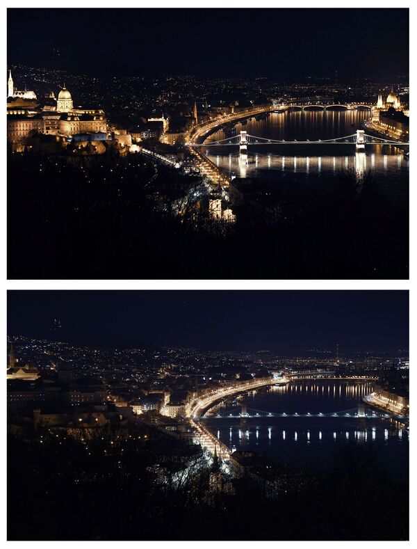 Le pont aux chaînes Széchenyi qui enjambe le Danube à Budapest a éteint ses lumières lors de l’action. - Sputnik Afrique