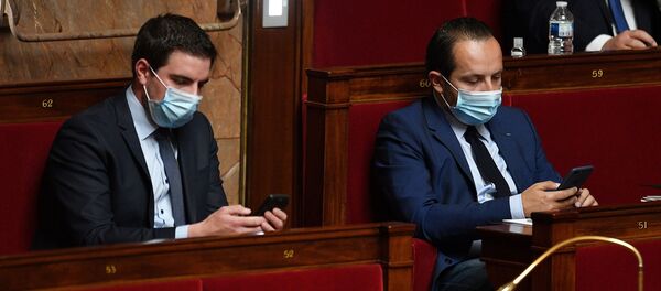 Deux députés du RN portent des masques à l'Assemblée nationale (illustration) - Sputnik Afrique
