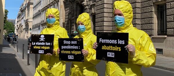 Action de PETA France devant le  Ministère de l'Agriculture et de l'Alimentation, 18 mai 2020  - Sputnik Afrique