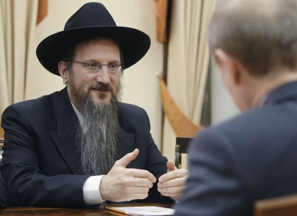 Le grand rabbin de la Russie Berl Lazar au cours d'un entretien avec Vladimir Poutine - Sputnik Afrique