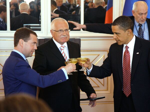 Dmitri Medvedev, Vaclav Klaus et Barack Obama - Sputnik Afrique