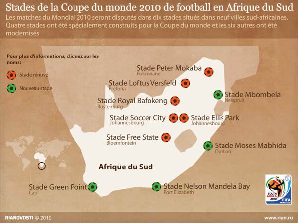 Stades de la Coupe du monde 2010 de football en Afrique du Sud  - Sputnik Afrique