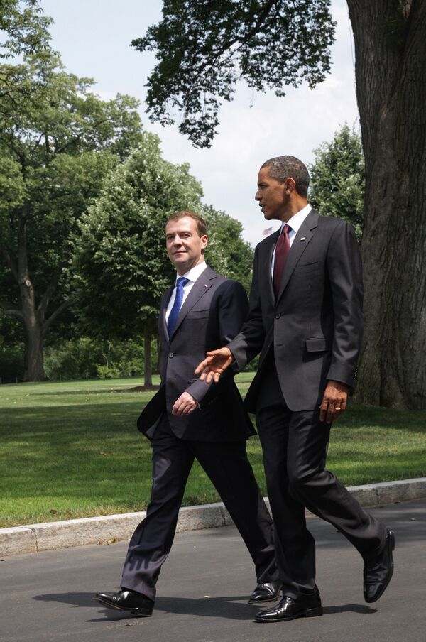 Dmitri Medvedev  et  Barack Obama  - Sputnik Afrique