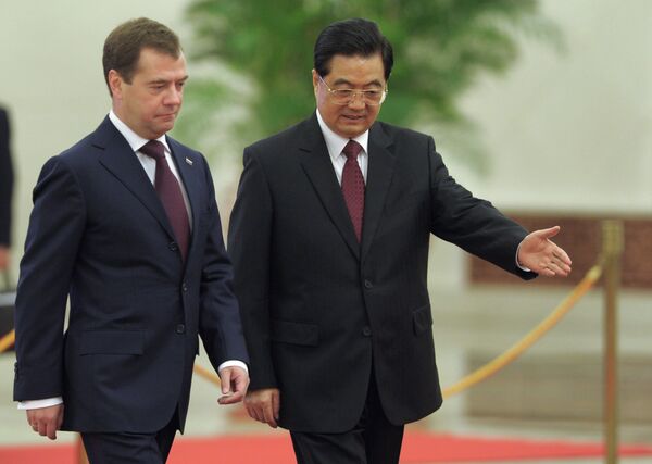 Dmitri Medvedev et Hu Jintao - Sputnik Afrique