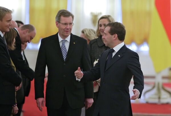 Le président allemand Christian Wulff et son homologue russe Dmitry Medvedev - Sputnik Afrique