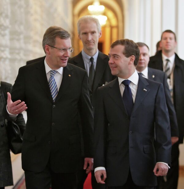 Christian Wulff et Dmitry Medvedev - Sputnik Afrique