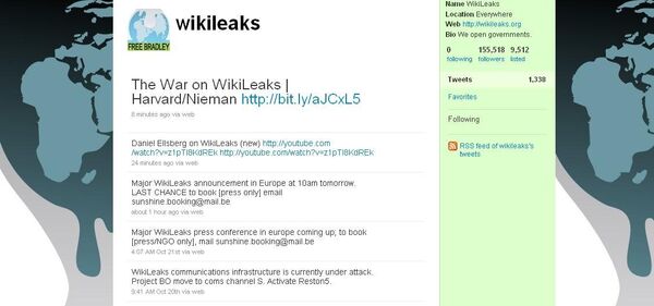 Скриншот страницы  WikiLeaks в Twitter - Sputnik Afrique
