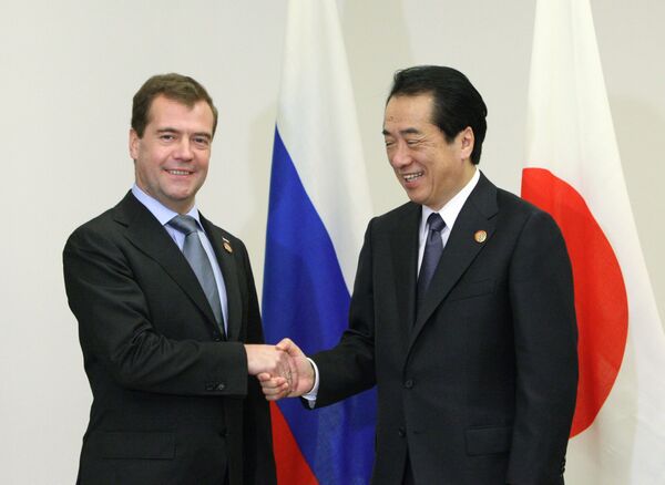 Dmitri Medvedev et  Naoto Kan - Sputnik Afrique