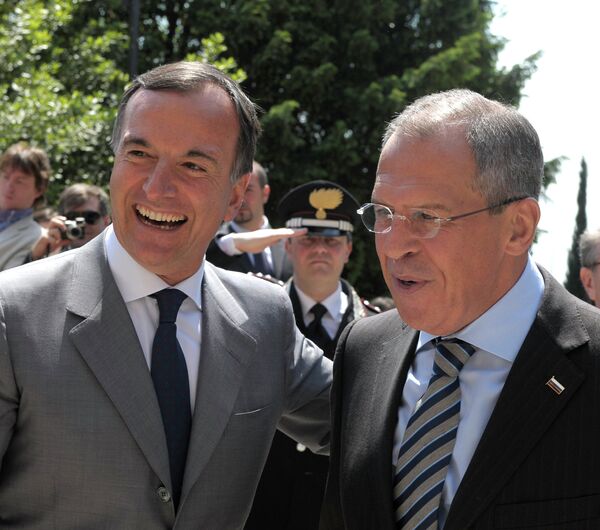 Franco Frattini et le ministre russe des Affaires étrangères Sergueï Lavrov. Archives - Sputnik Afrique