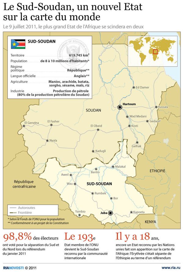 Le Sud-Soudan, un nouvel Etat sur la carte  du monde - Sputnik Afrique