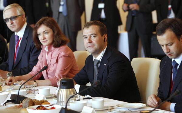 Le président russe Dmitri Medvedev à Hanovre - Sputnik Afrique