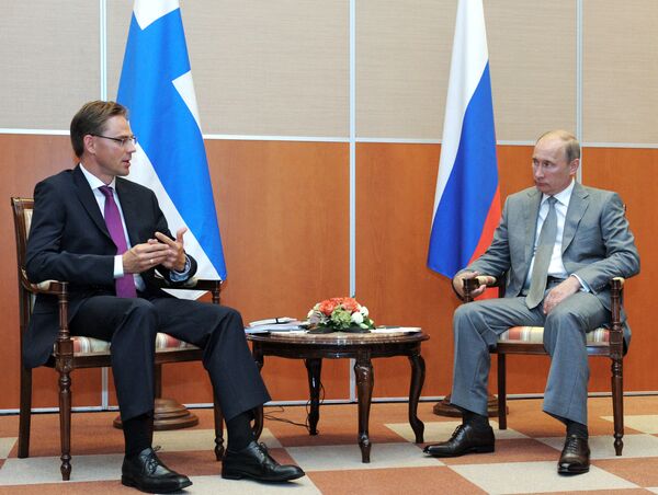 Le premier ministre russe Vladimir Poutine et son homologue finlandais Jyrki Katainen - Sputnik Afrique